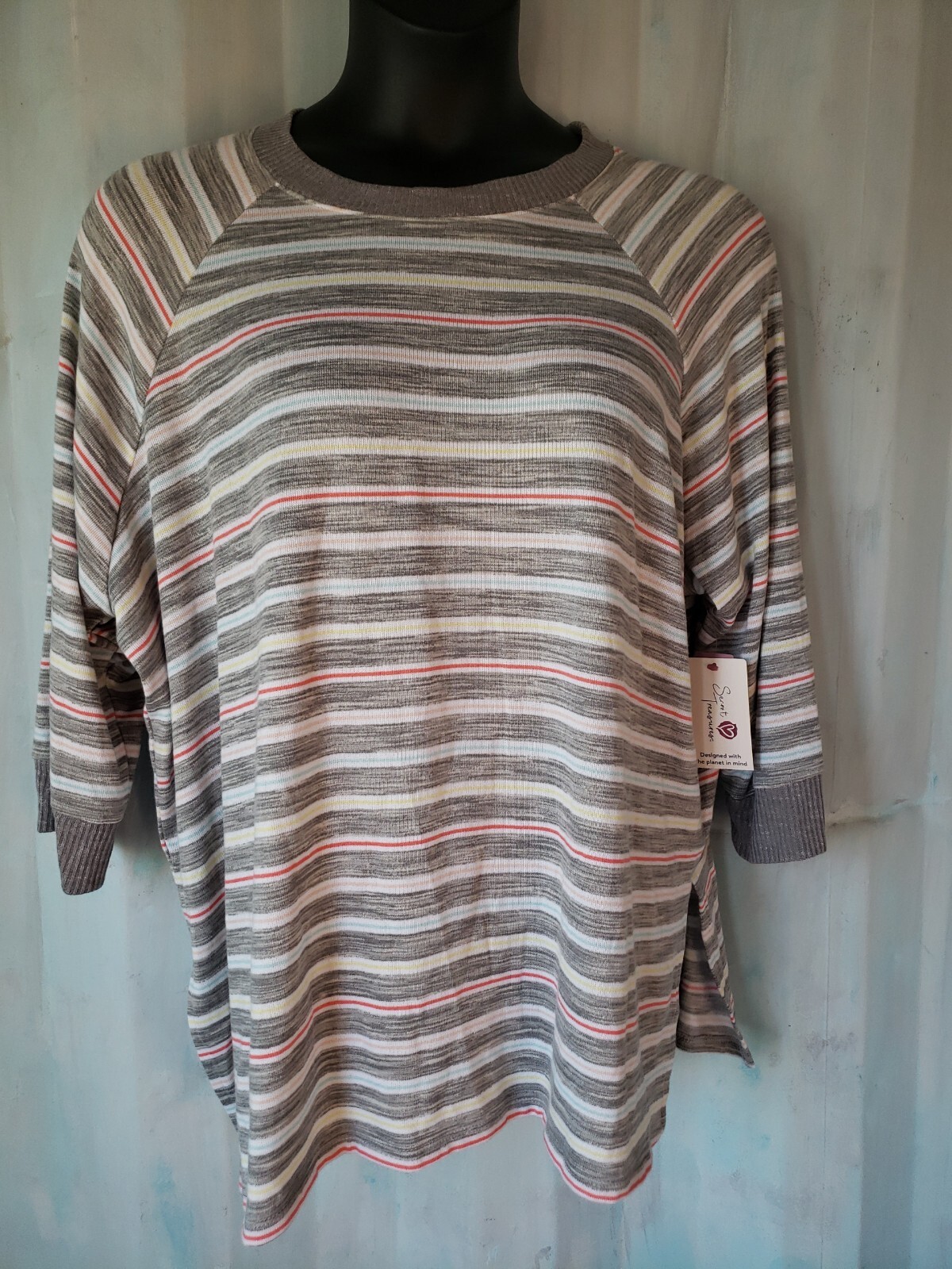 Secret Treasures PJ Top Size L – 3X Gray Multi Color Stripes or Animal Print