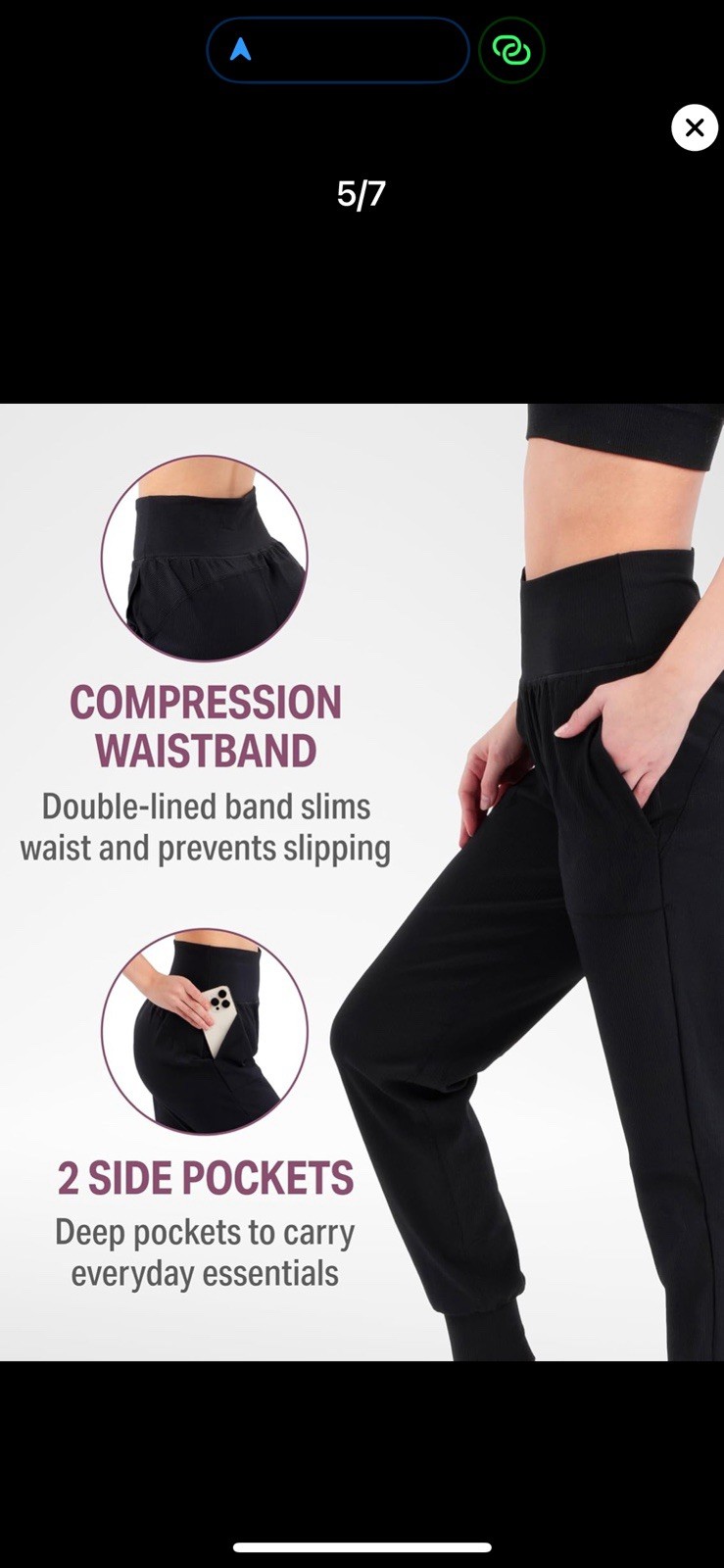 Satina, High Waisted, Tummy Control Leggings, Large 77% Nylon 23% Spandex