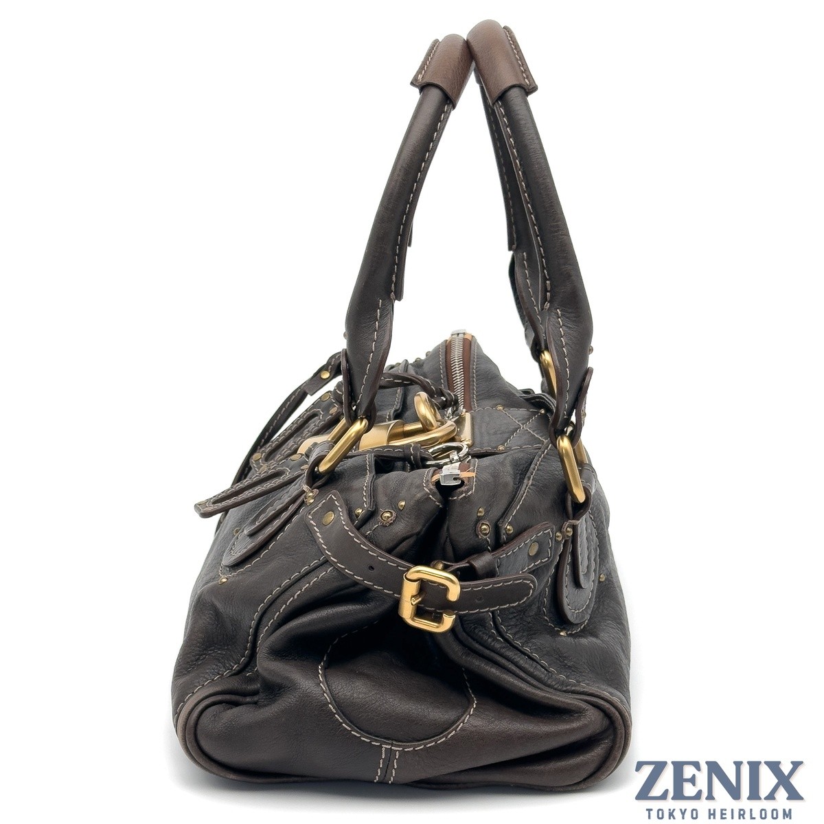 Chloe Paddington Chocolate Brown Leather Handbag Padlock Key Y2K Vintage Italy