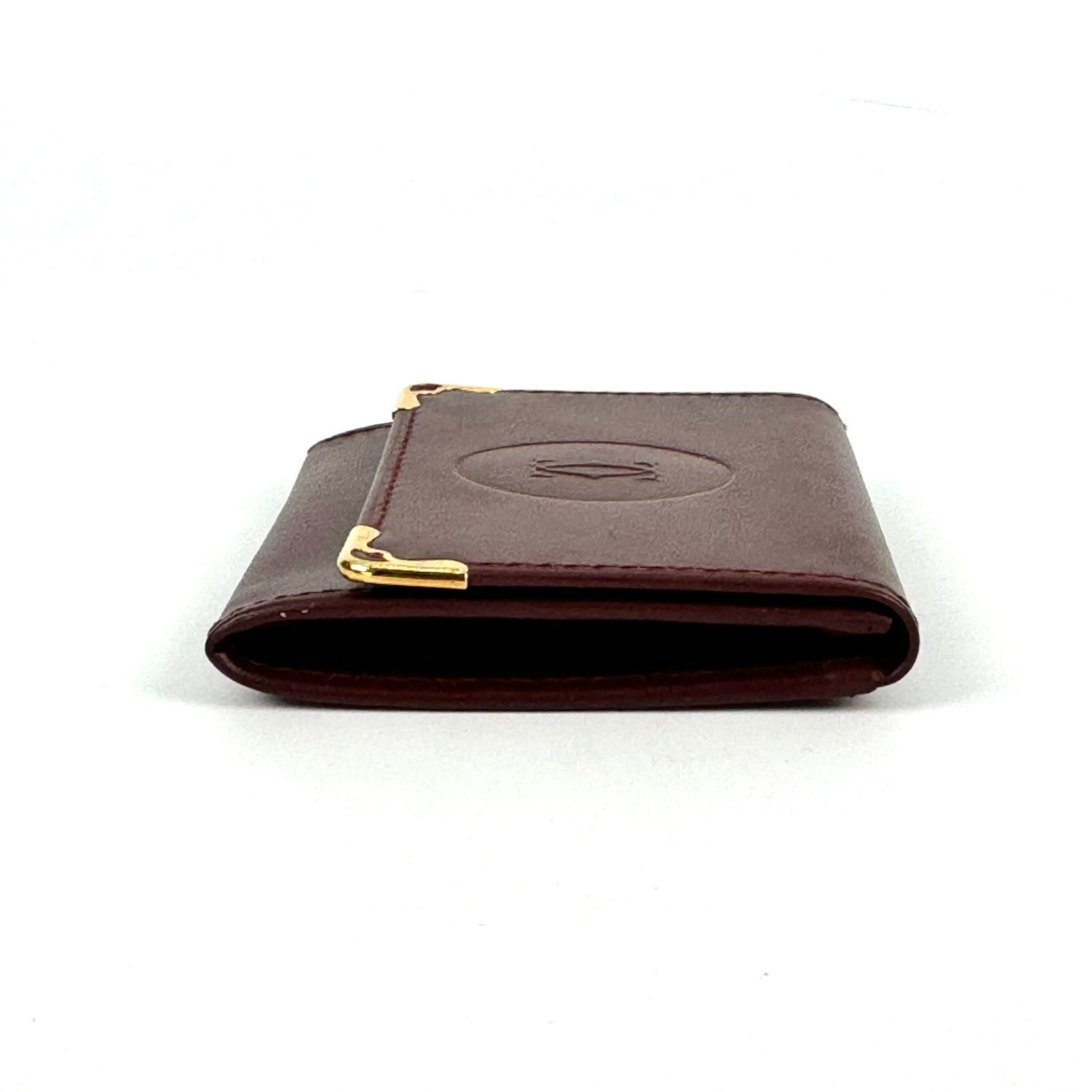 Must de Cartier Coin Case Purse Bordeaux Red Leather Authentic from Japan _0035