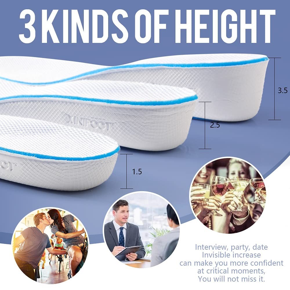 Height Increase Insoles with Arch Support – Breathable Heel Lift Inserts for Men