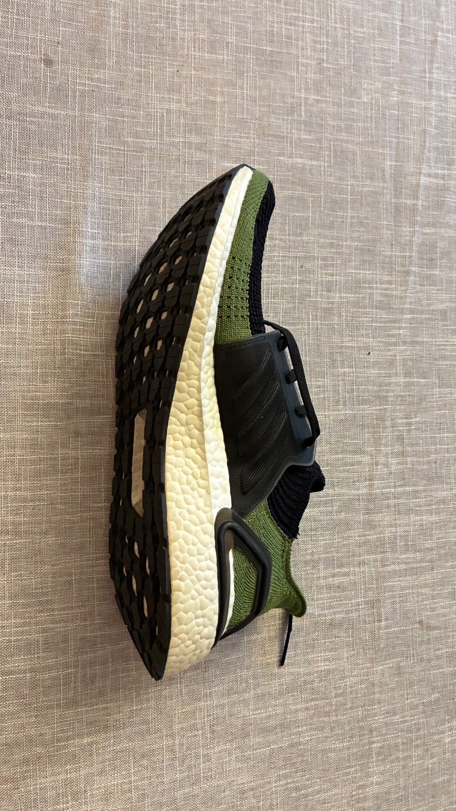 Size 12 – Men’s adidas UltraBoost 19 Black Tech Olive Green (Used – Good)