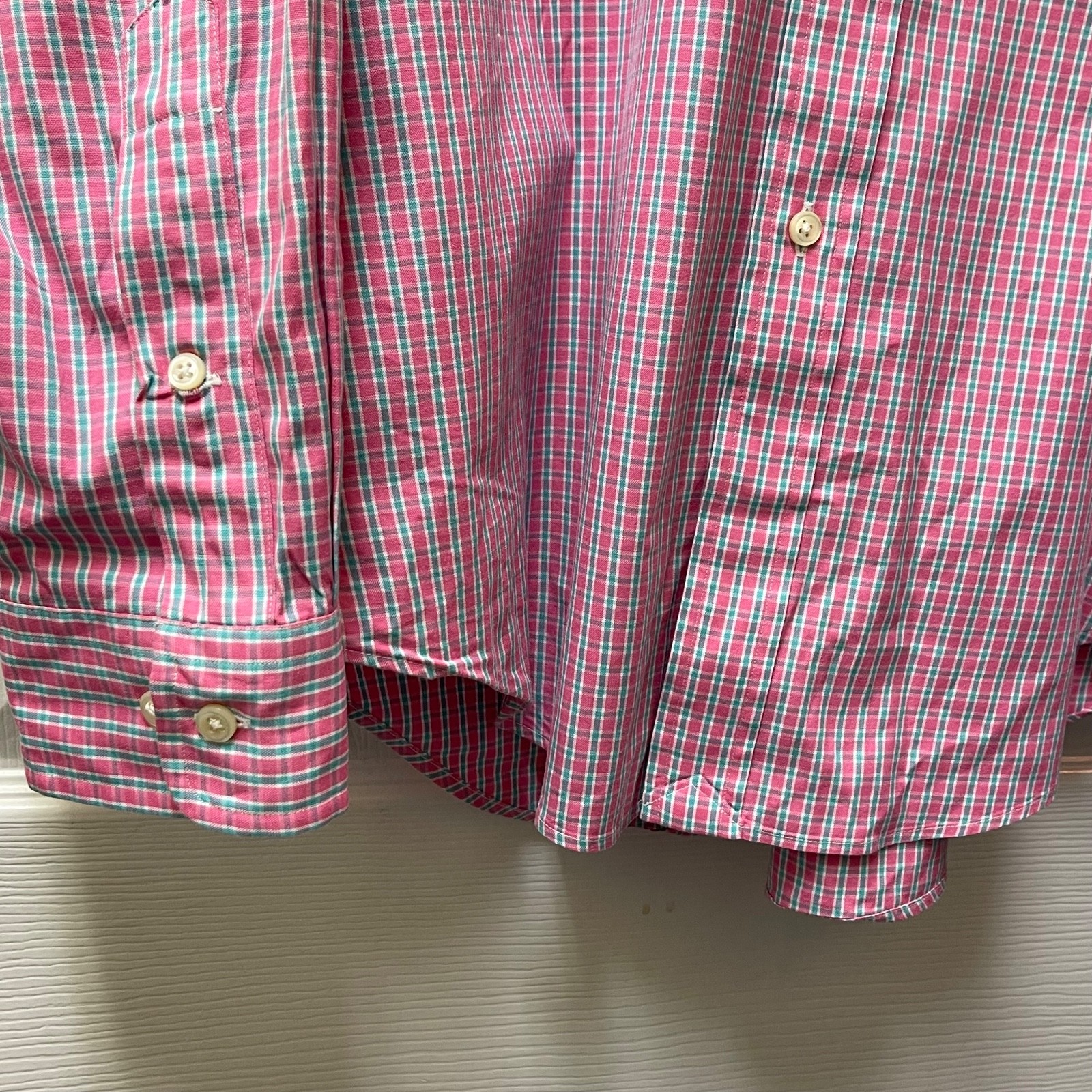 Polo Ralph Lauren Men’s 16.5 34/35 Pink Plaid L/S Oxford Classic Fit Pony