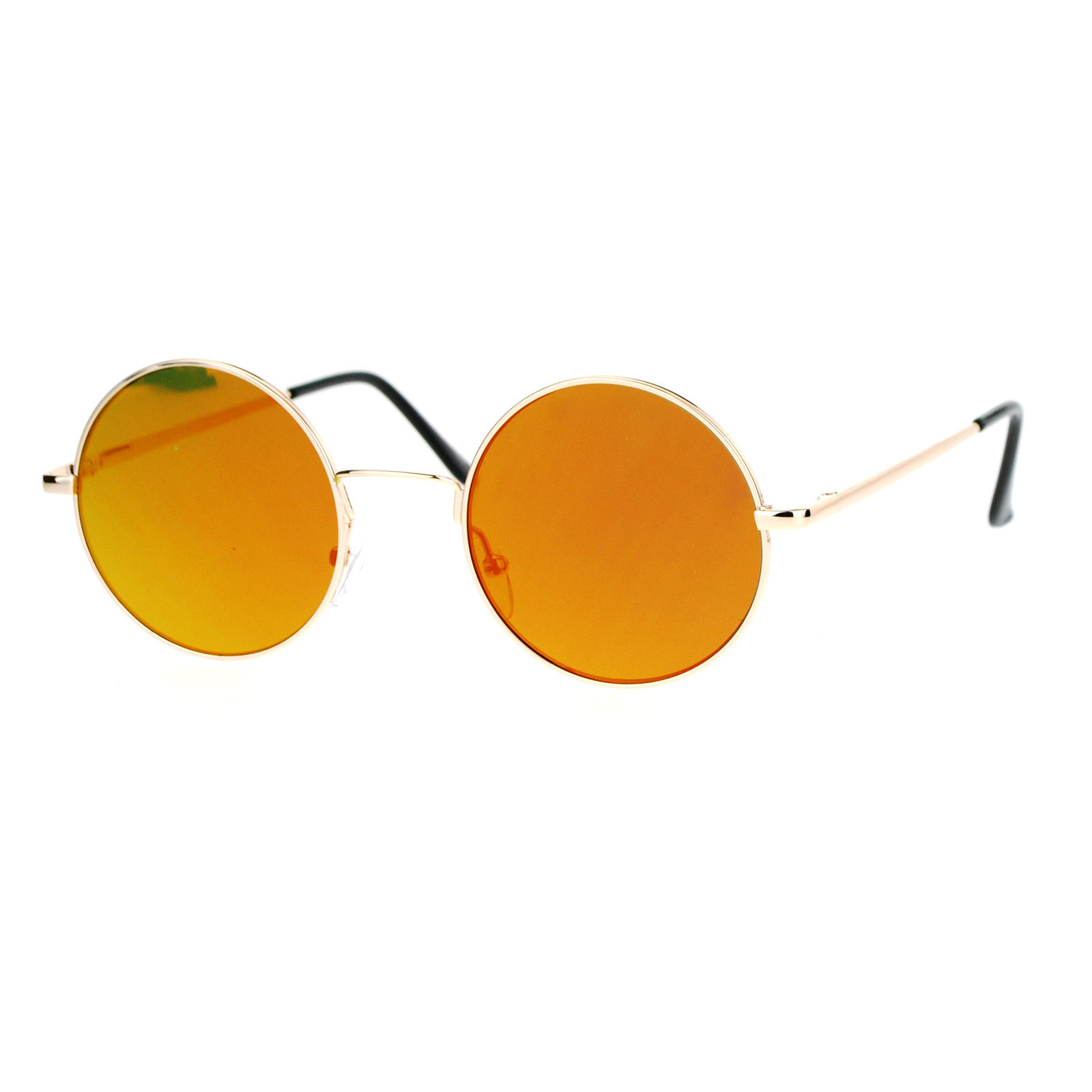 Round Circle Frame Sunglasses Unisex Thin Metal Spring Hinge Flat Lens