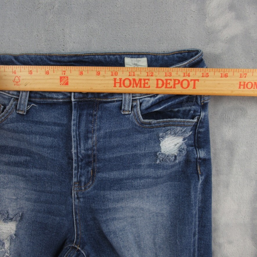 Bridge by GLY High Rise Skinny Jeans Blue Distressed Denim BG5487R Womens 30
