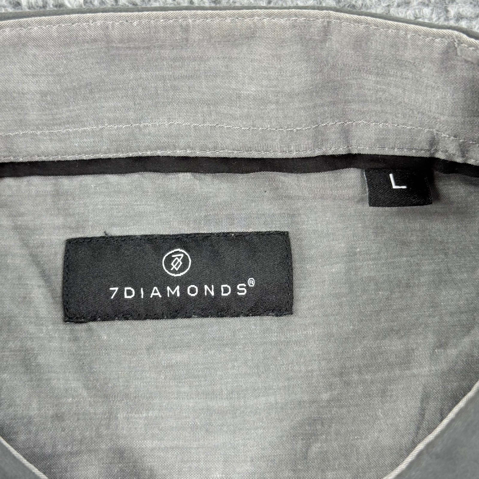 7 DIAMONDS Mens Grey Black Colorblock Long Sleeve Button Up Shirt Size Large