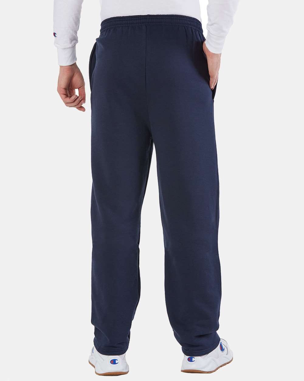 🔥 Champion Men’s Powerblend Open-Bottom Sweatpants with Pockets P800 Navy Med