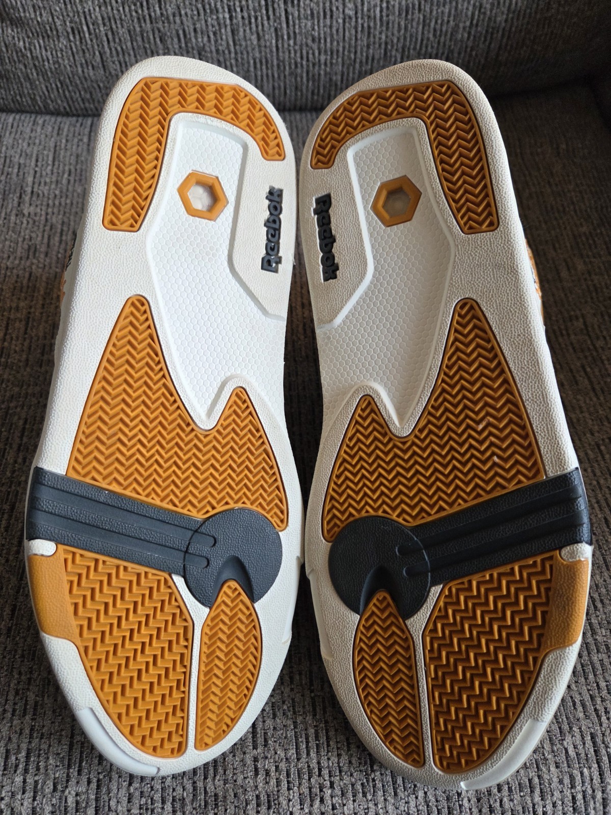 Reebok The Pump Hexalite Shoes Tan Blue White Men Size 11.5 In Great Shape 🔥