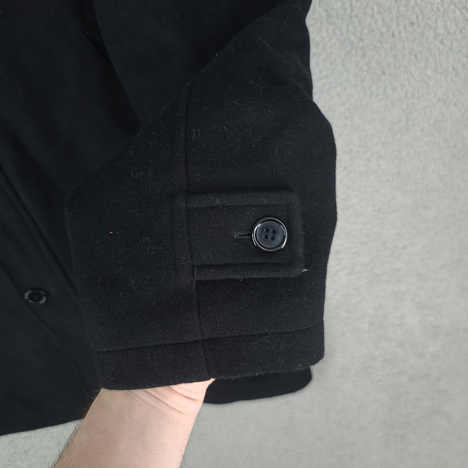 Valente Coat Mens 42 Long 75% Wool Cashmere Made In Italy Black Full Zip