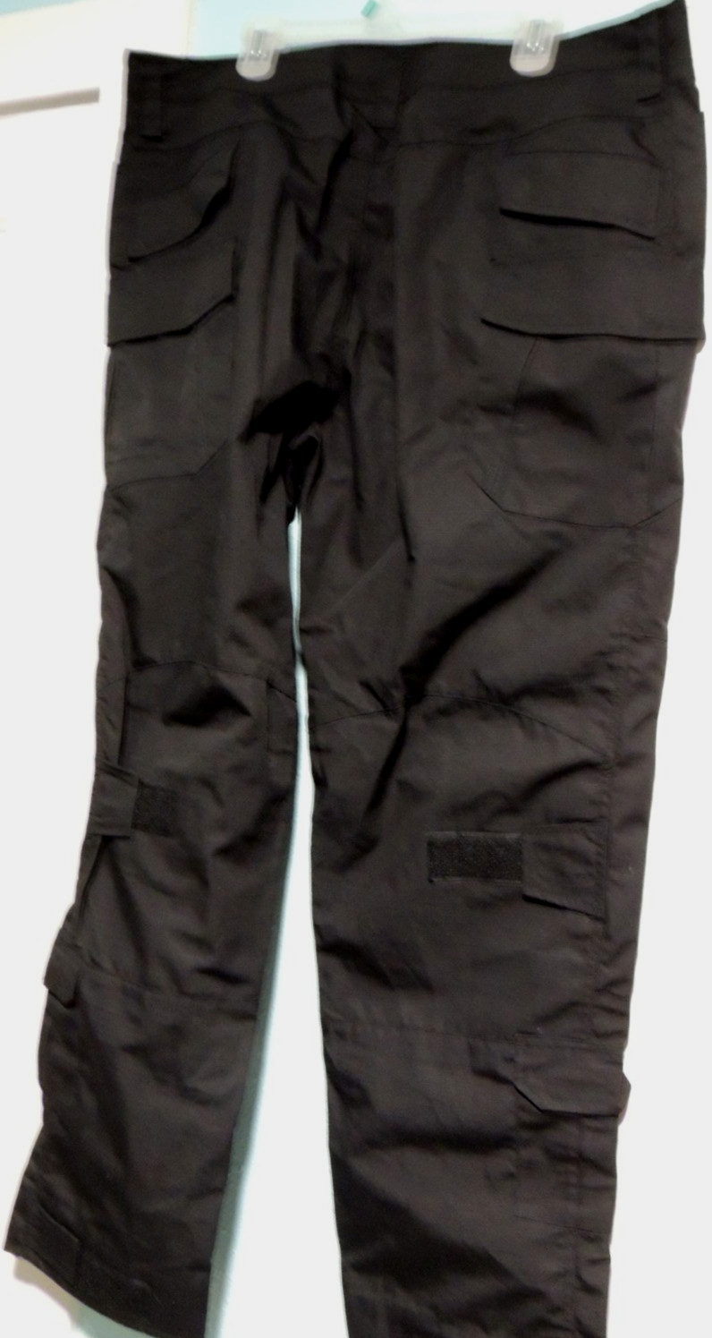 Mens Size 42 Black Tactical Pants Polyester/Cotton Multi 10 Pockets Adjustable