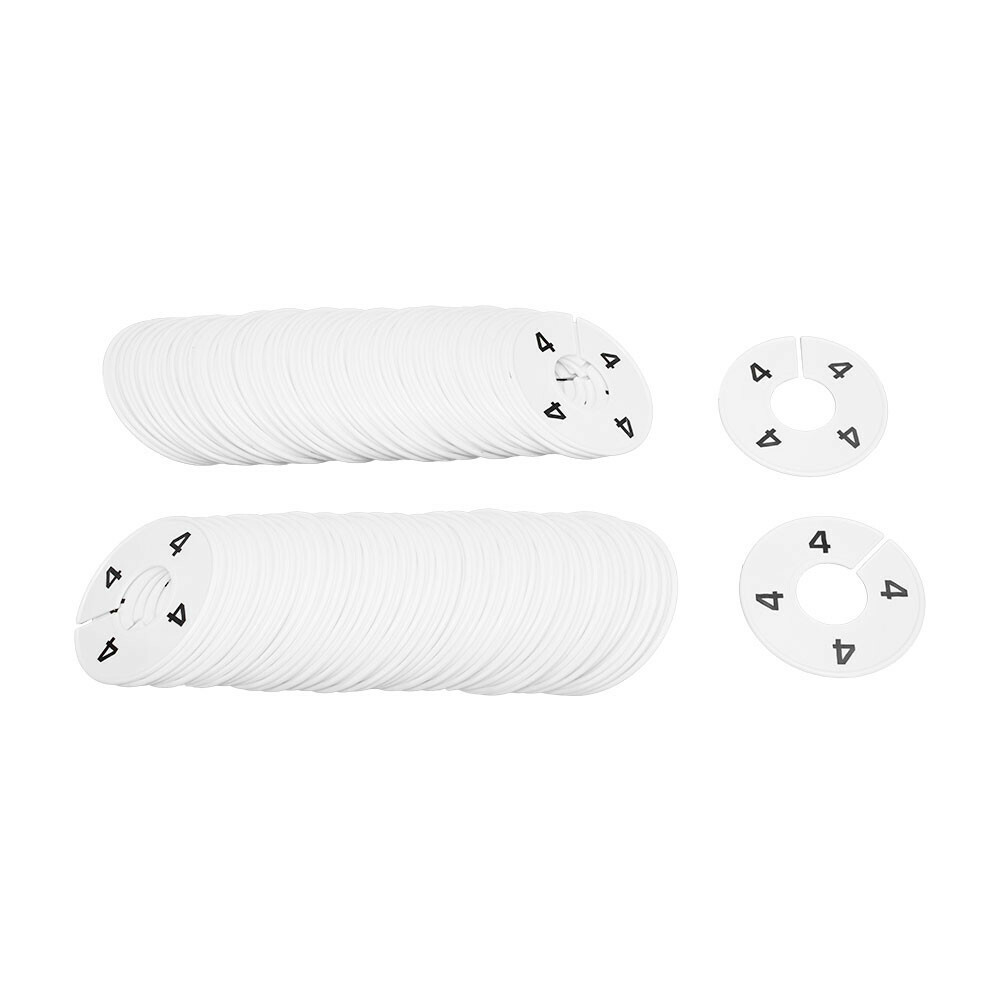 10 PCS WHITE 3-1/2″ Round Plastic SIZE 4 Dividers Hangers Retail Clothing Rack