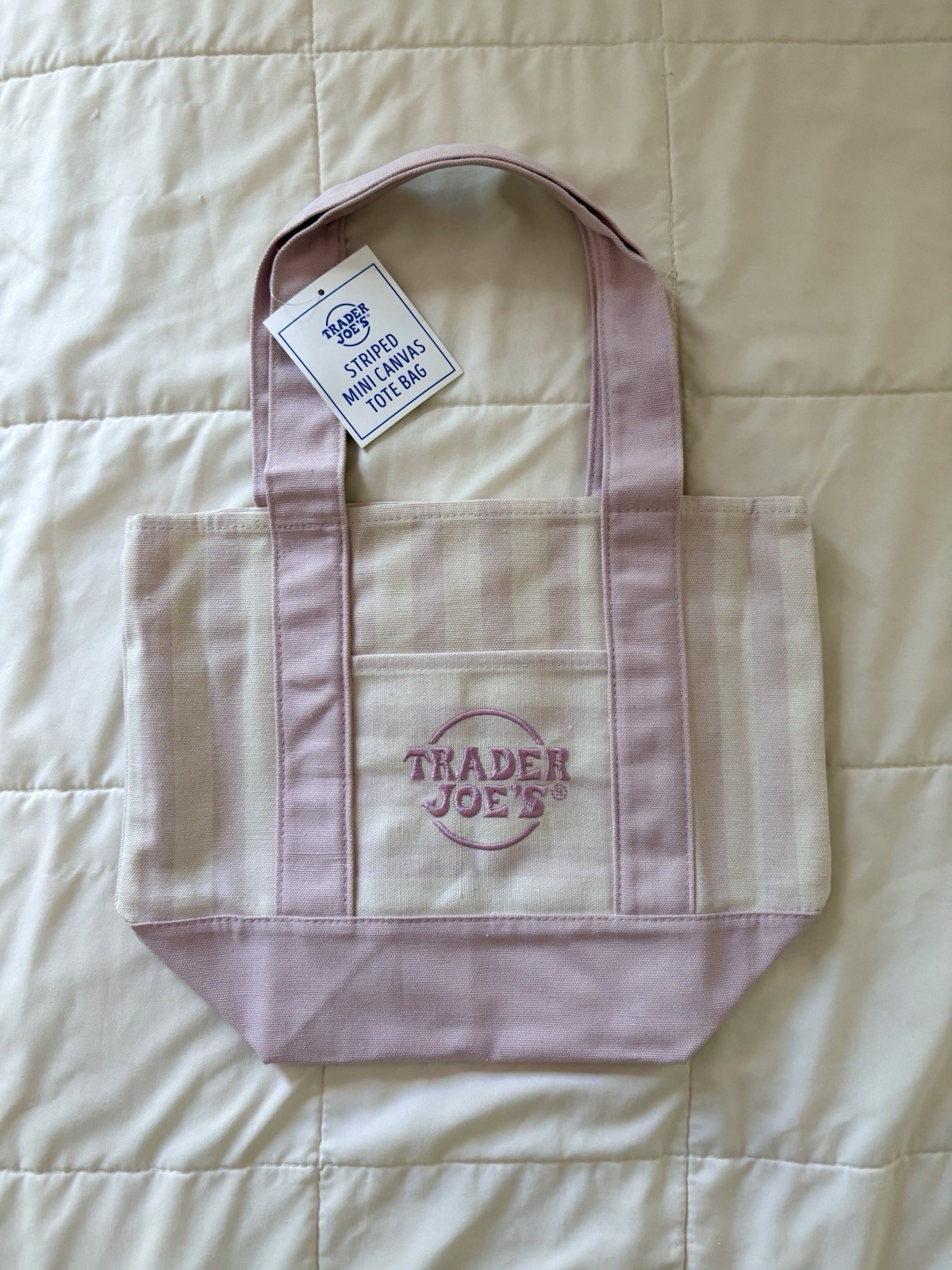 Trader Joe’s Mini Tote Pastel Pink Stripe Limited Edition Spring 2026 NWT RARE