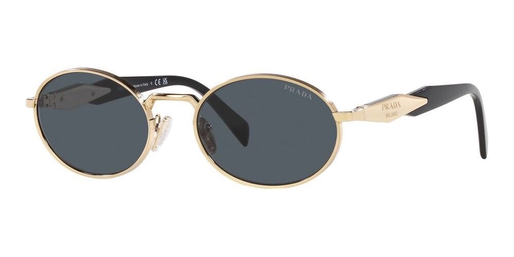 PRADA PR 65ZS ZVN09T Gold Black Blue Grey Lenses Sunglasses AUTHENTIC