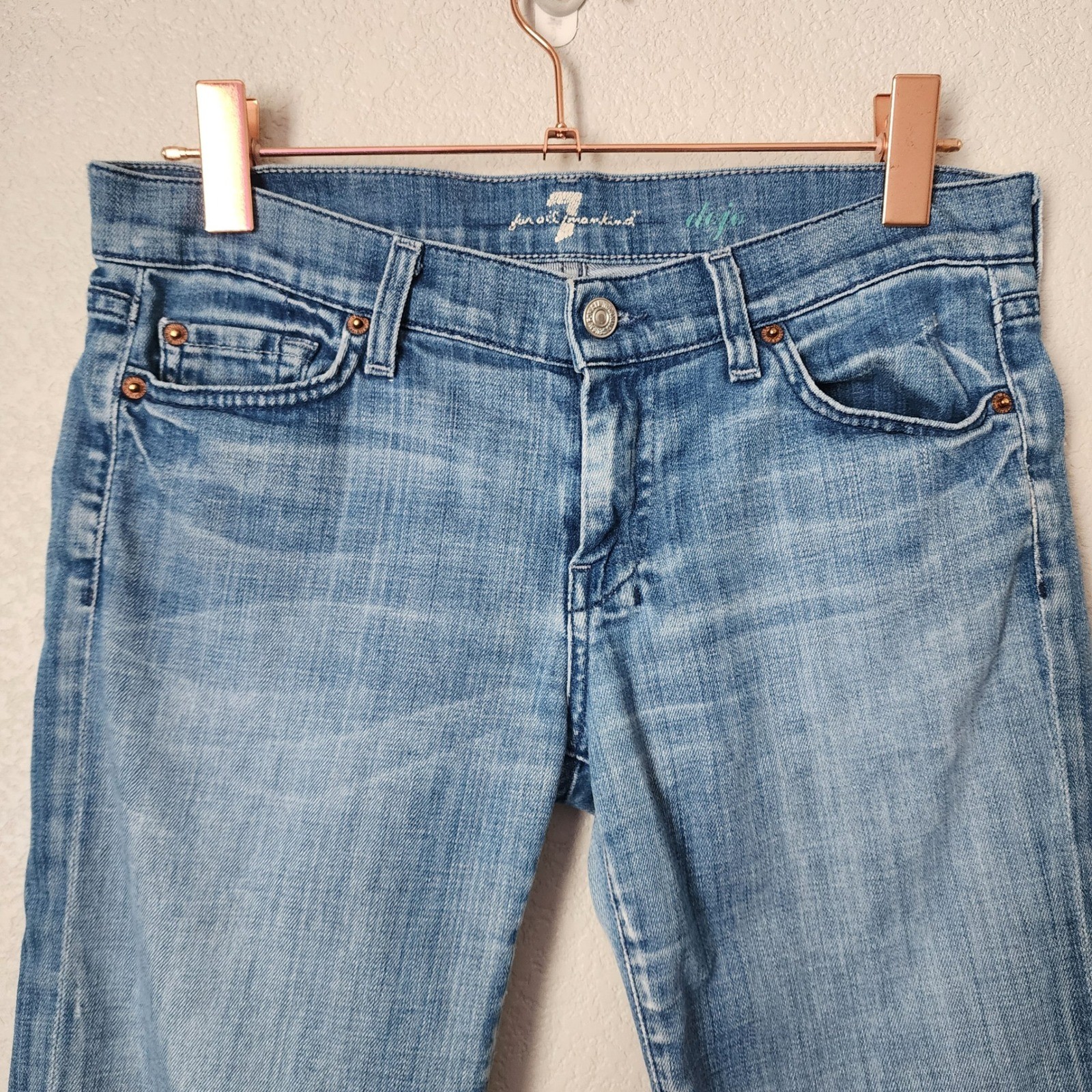 7 FOR ALL MANKIND Dojo Crop Capri jeans y2k light wash 28