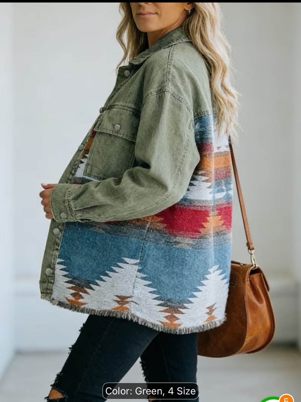 Green Southwestern Patchwork Utility Jacket size S