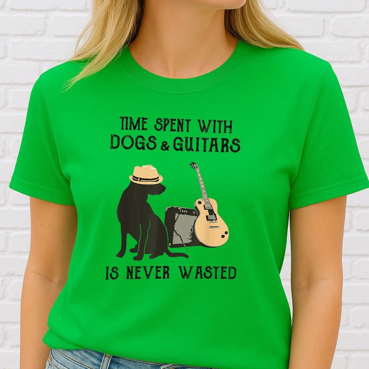Time Spent with Dogs and Guitars is Never Wasted Music Lover Dog Tee Gift Item