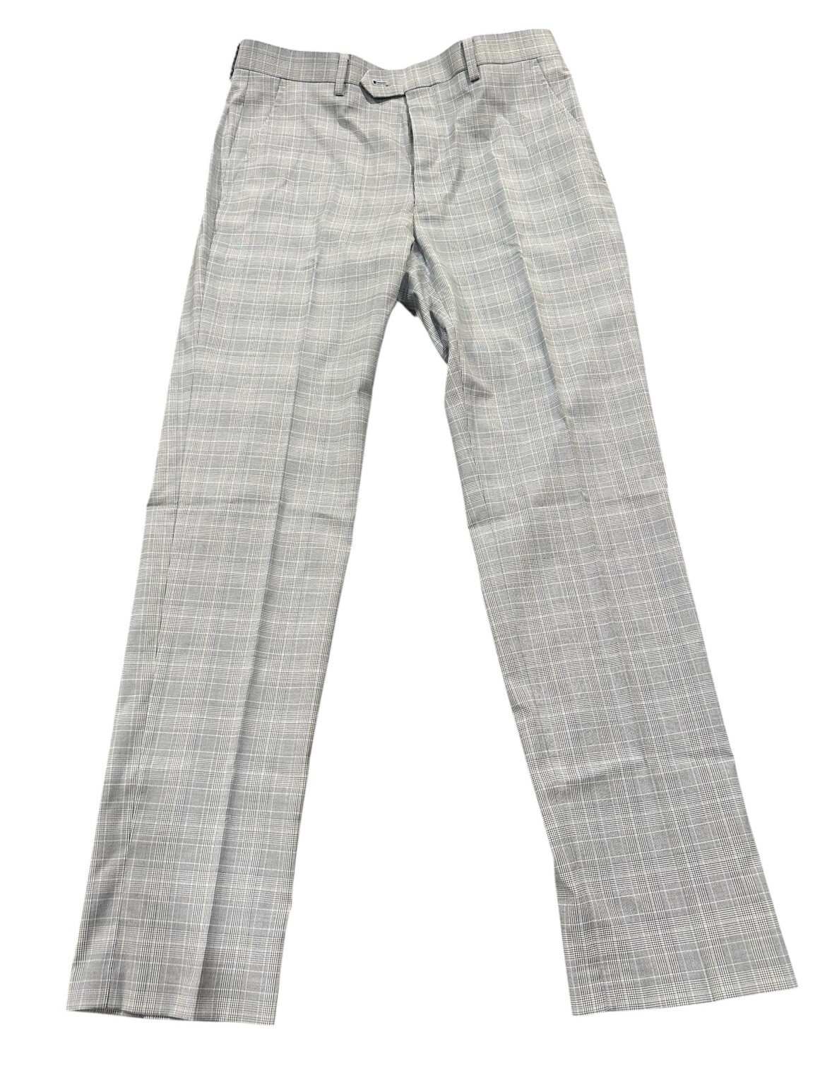 NEW Alfani Men’s Slim Fit AlphaTech Stretch Suit Pants Light Blue Plaid 33×32