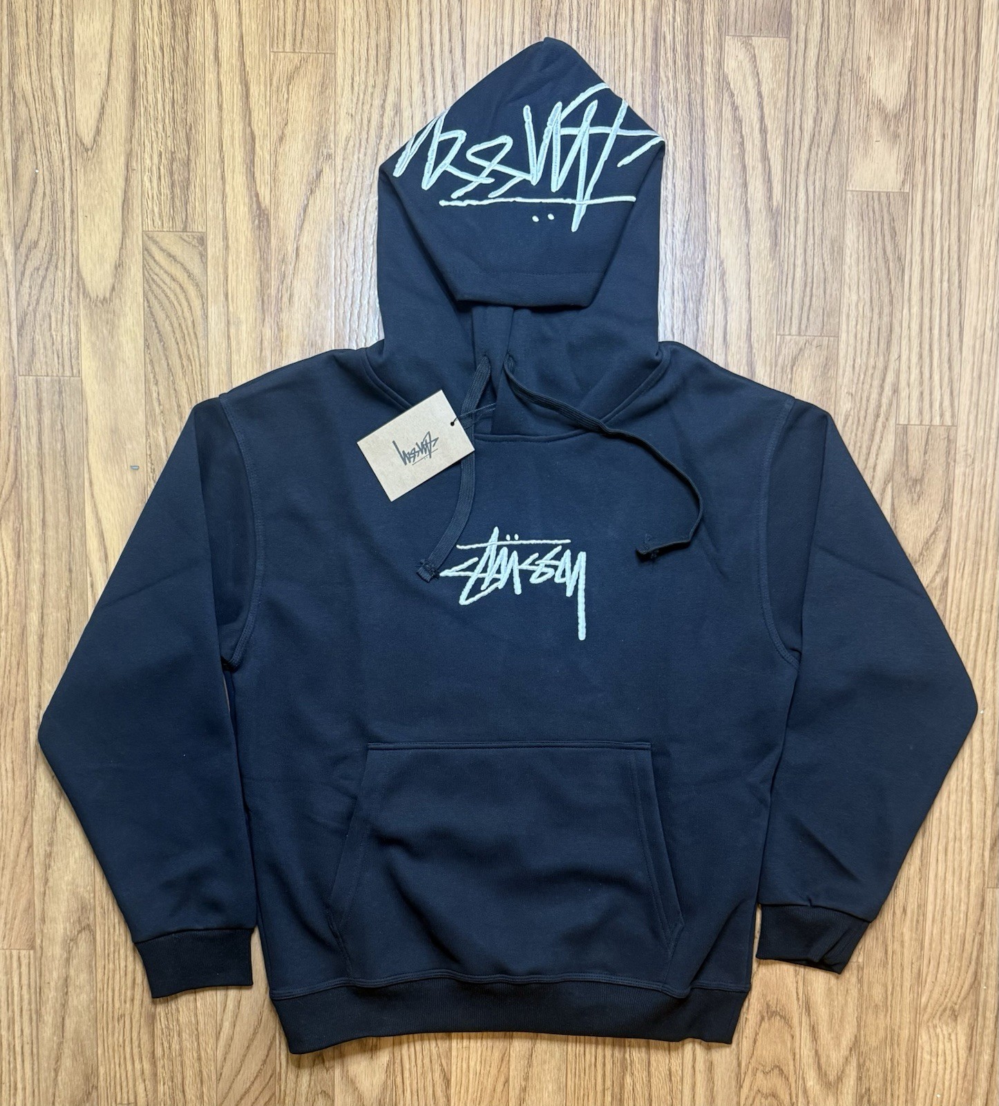 Stussy Embroidered Logo Hoodie Color Black Size X-Small