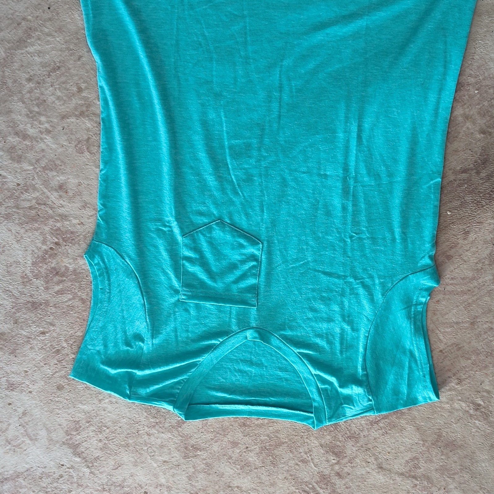 Women’s Teal Solid Knit V-Neck Sleeveless Pullover T-Shirt Top Pocket Size L