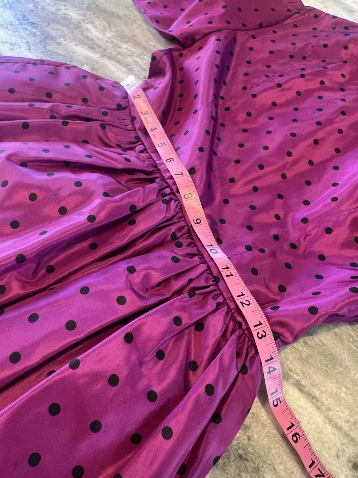 VTG 80s Willi Smith WilliWear 6 Taffeta Dress Purple Black Polkadots Pouf Skirt