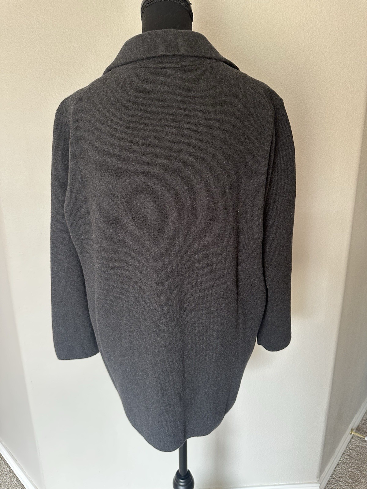 Quince 100% Organic Cotton Knit Blazer Cardigan Gray Open Front Sweater Jacket M