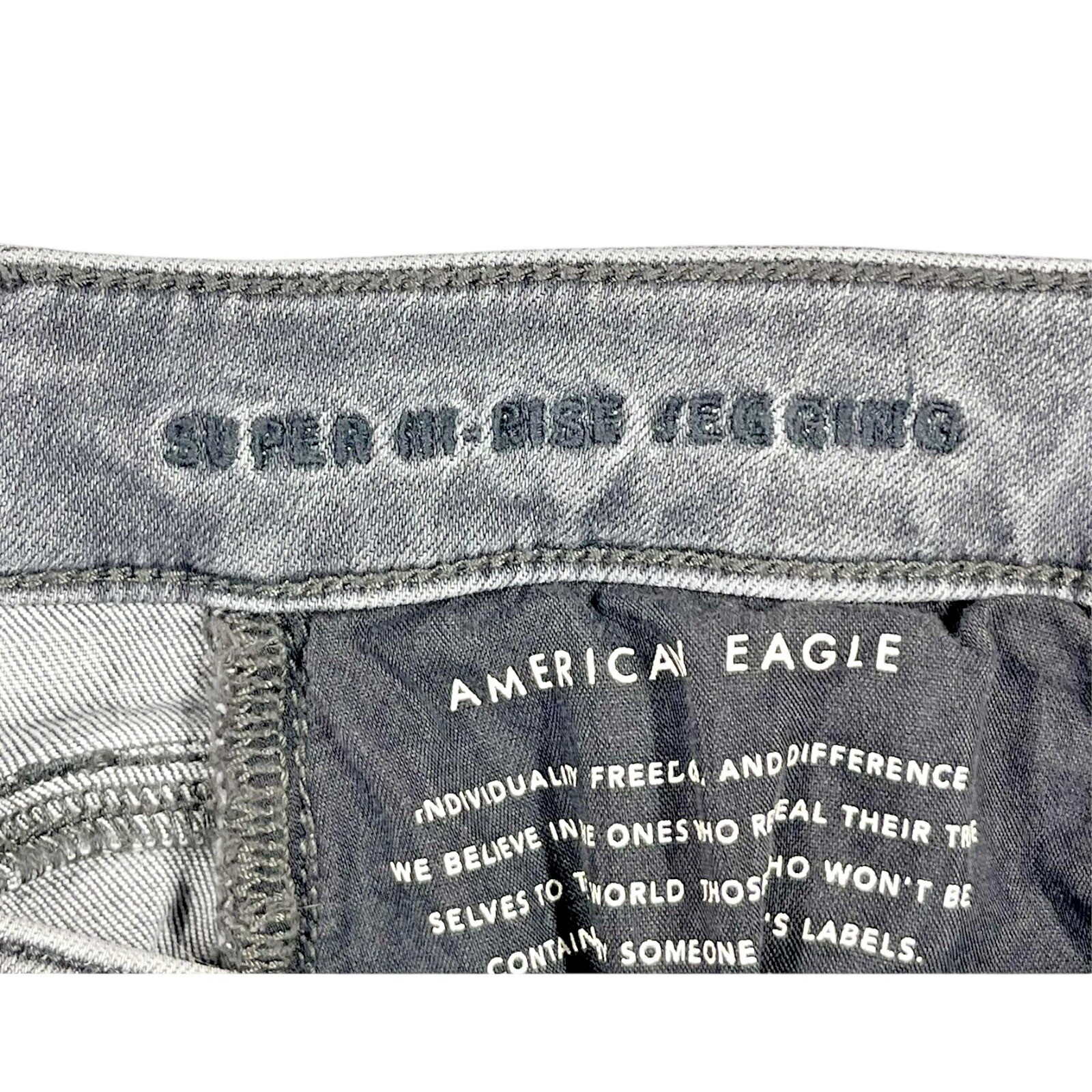 American Eagle Super Hi Rise Jegging Women’s 8 Long Distressed Flame Hem Pockets