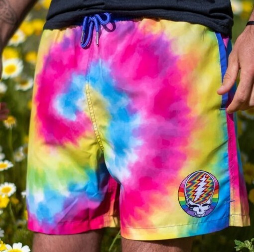 72$ Grateful Dead Tie Dye Stealie Swim Trunk Section 119 Mens S ♻️ Poly – NWOT