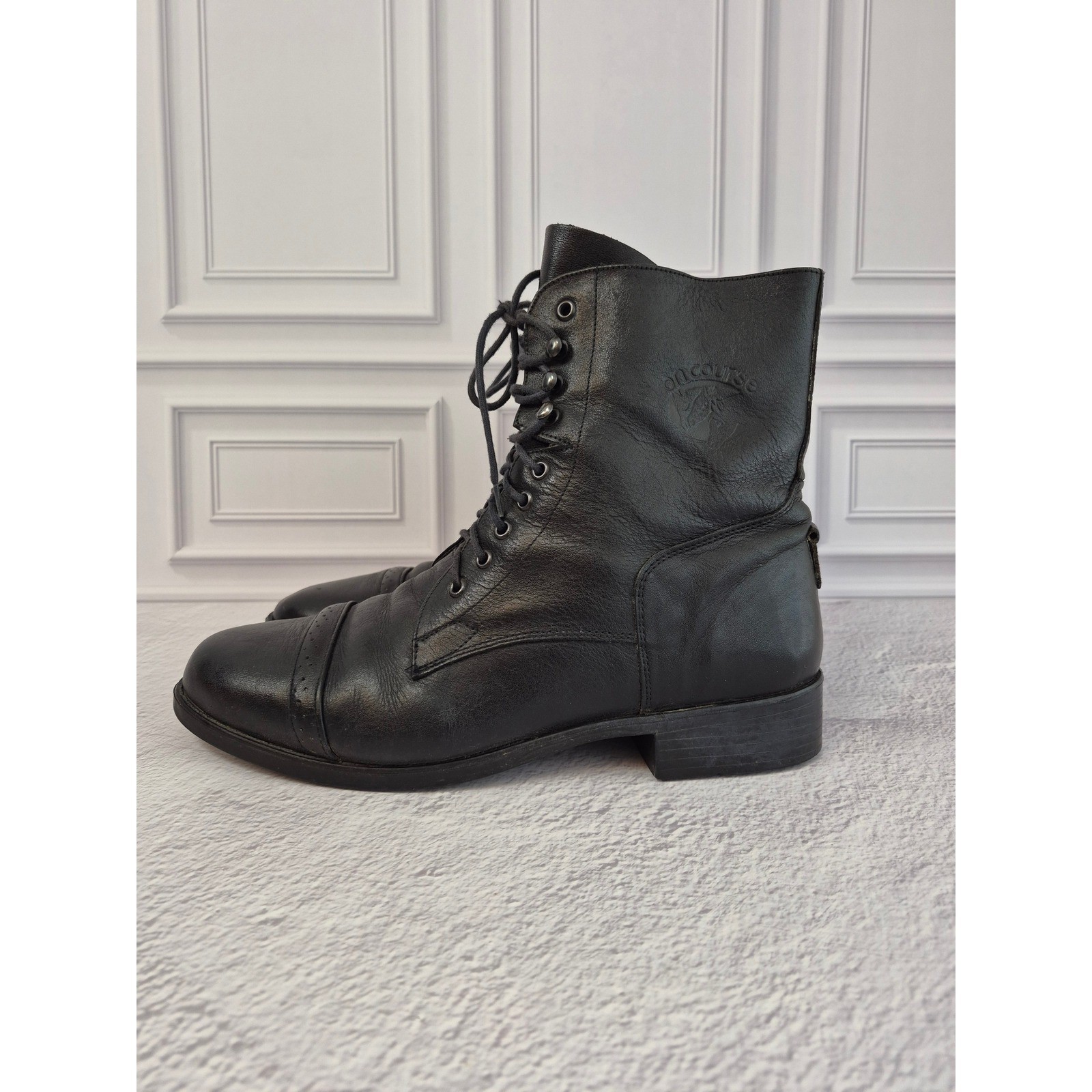 On Course By Frelonic Equestrian Brown Leather Cap Toe Ankle Riding Boots Sz 9