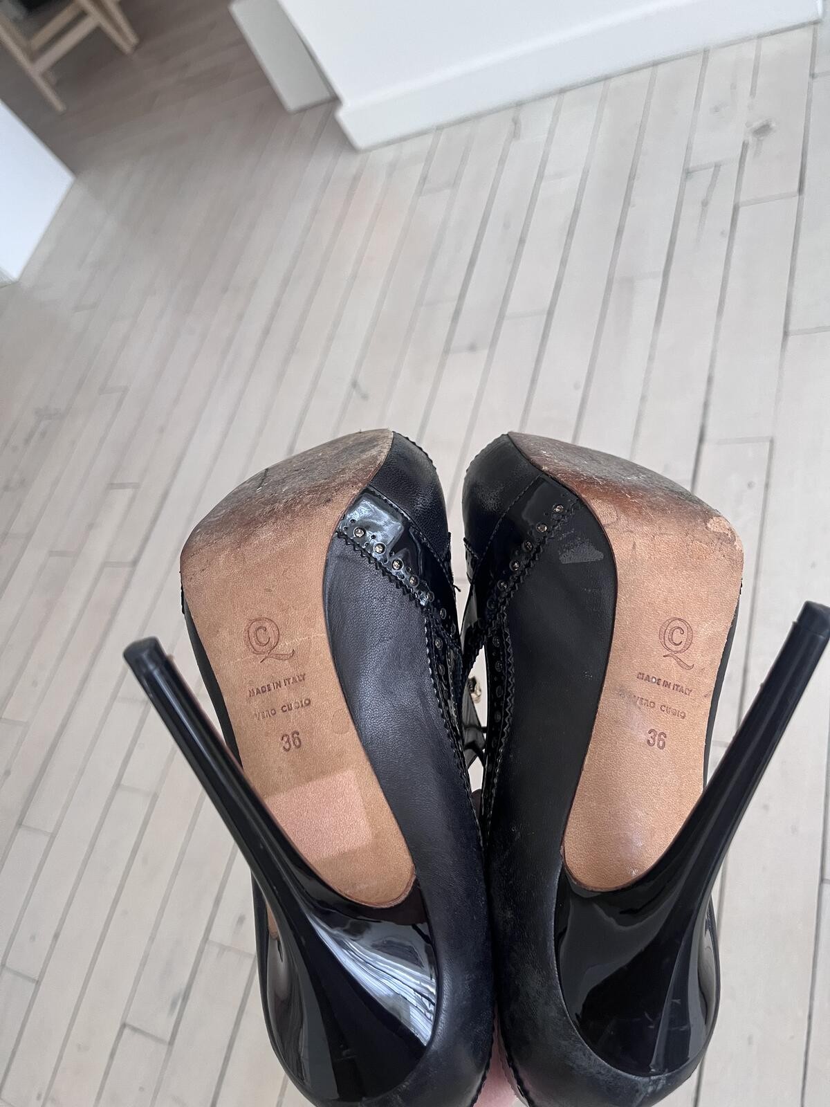 Alexander McQueen Black Studded Peep Toe Lace-Up High Heel Pumps