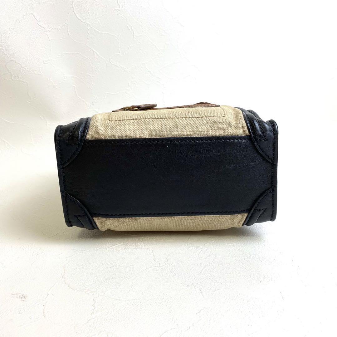 CELINE Mini Luggage Nano Hand Tote Bag Leather Black Brown Used From Japan rare