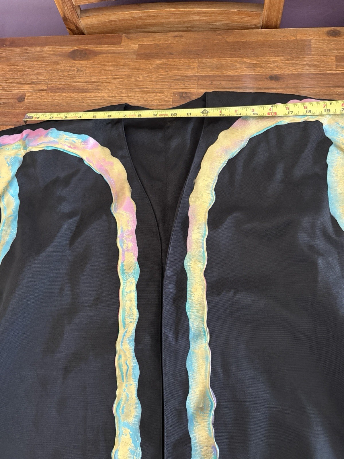 VTG TERRY & TONI Hand Painted Kimono Jacket Black Batwing Cocoon Art To Wear 80s