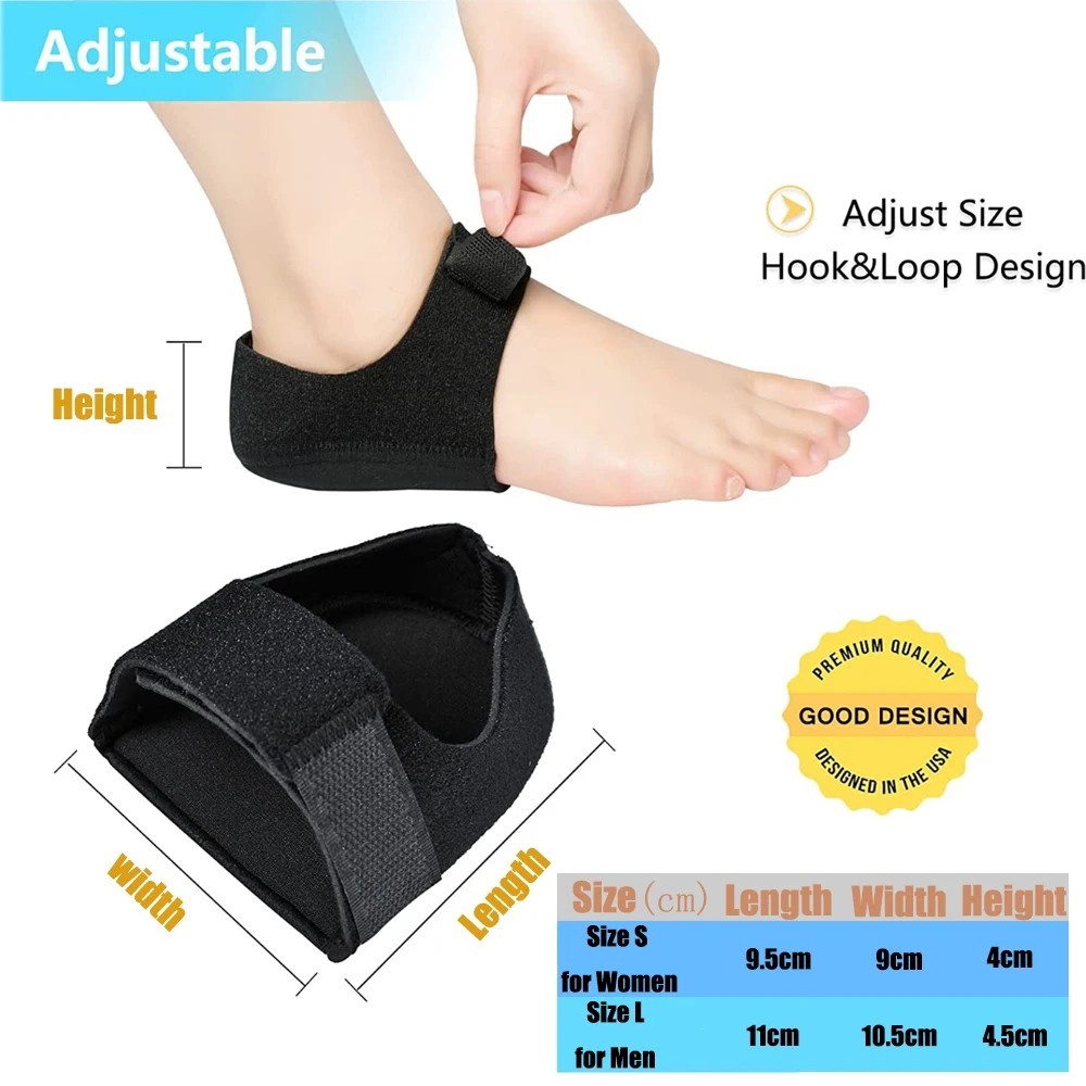 1Pair Plantar Fasciitis Heel Cups U Shaped Silicone Gel Heel Pain Relief Insoles