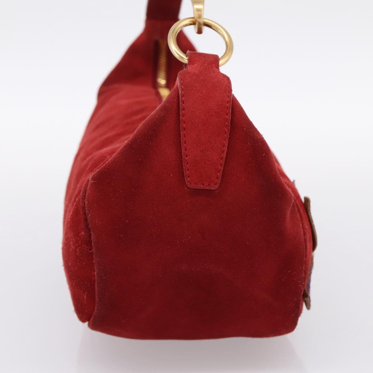 Miu Miu Shoulder Bag Suede Red Gold Auth 196448V