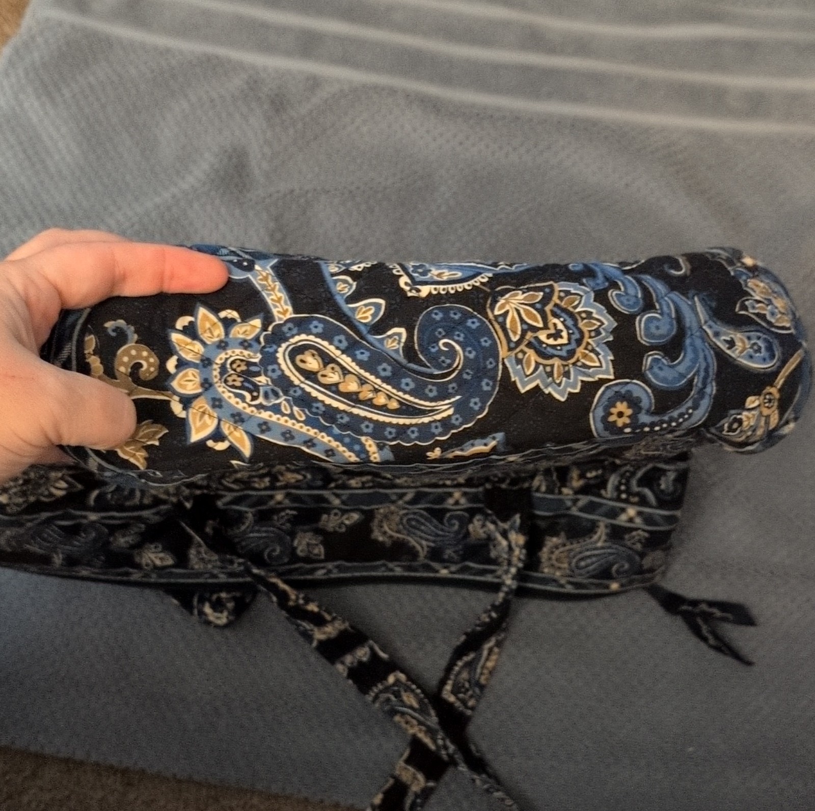 Vera Bradley Black Blue Beige Paisley Quilted Shoulder Bag for Women