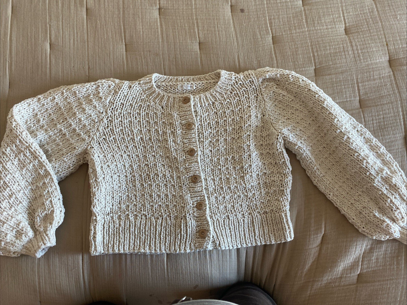 Christy Dawn Nola Cardigan 100% Cotton Size Medium Creme