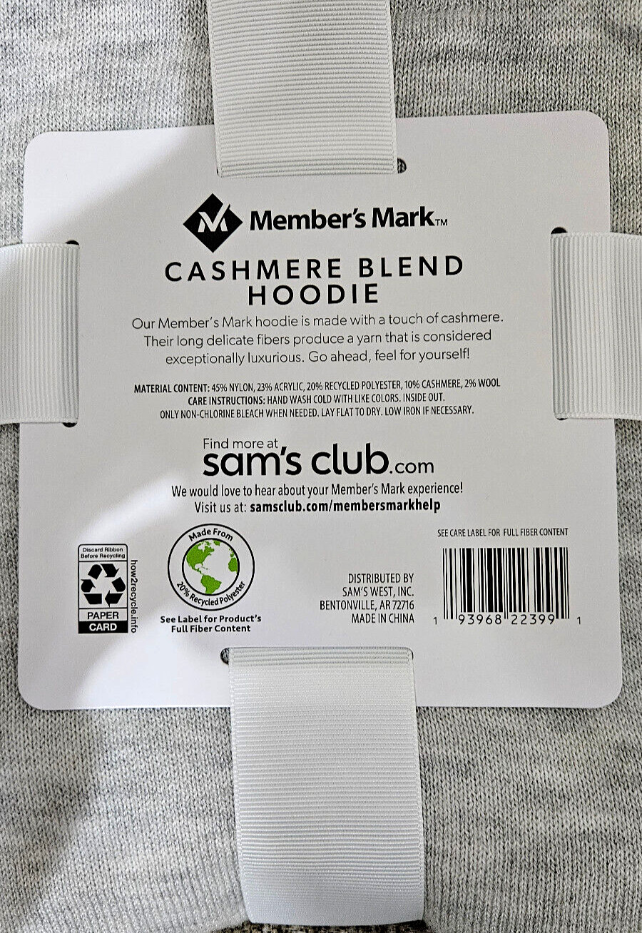 Hoodie, Member’s Mark Women’s Luxury, Cashmere Blend Size M