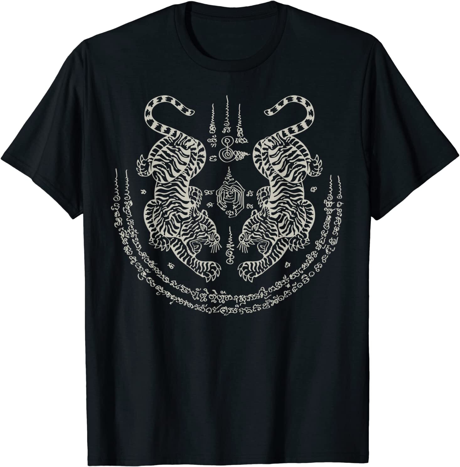 Sak Yant Thai Tattoo Twin Tiger Muay Magical Thailand Gift T-Shirt Size S-5XL