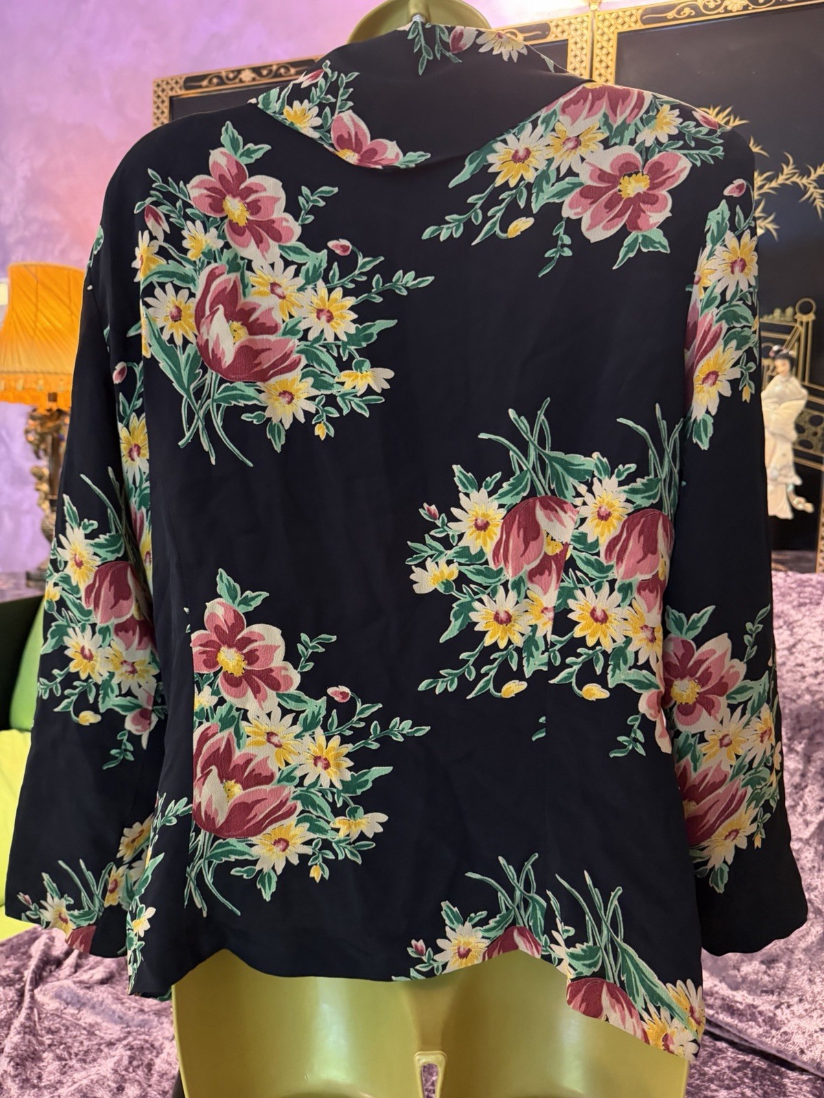 Betsey Johnson vintage blazer jacket floral 80s 30 style 90s 12 US L 14 UK