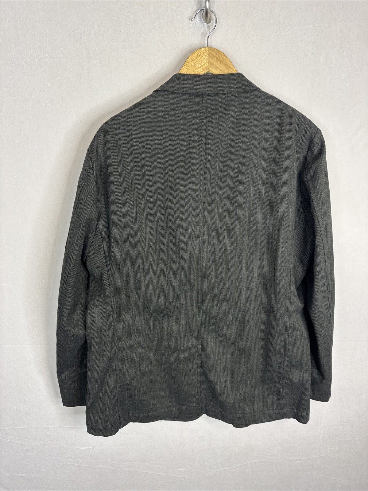 Strellson Blazer Men 44S Short Gray Herringbone Unstructured Sports Coat Cotton