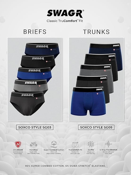 5 Pack Men’s Super Combed Cotton Underwear Trunks | Classic TruComfort Fit