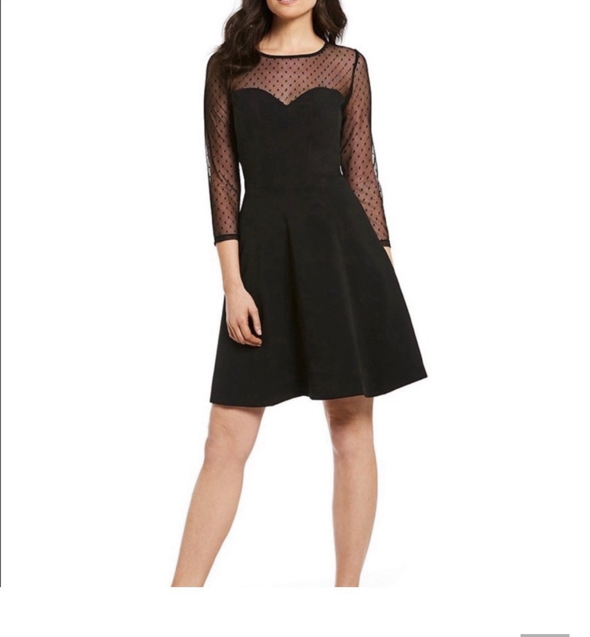 NWT IMNYC Isaac Mizrahi Black Mesh Cocktail Dress Mesh Neckline Size 10 Sheer