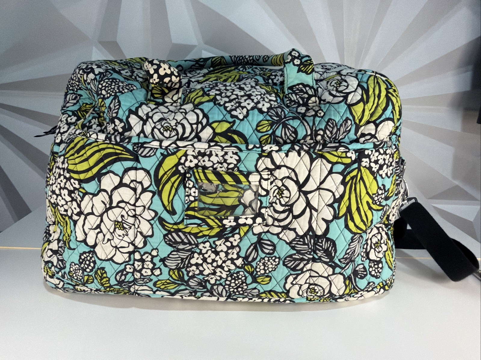 Vera Bradley Island Blooms Weekender Duffle Floral Bag Blue Green FREE S&H