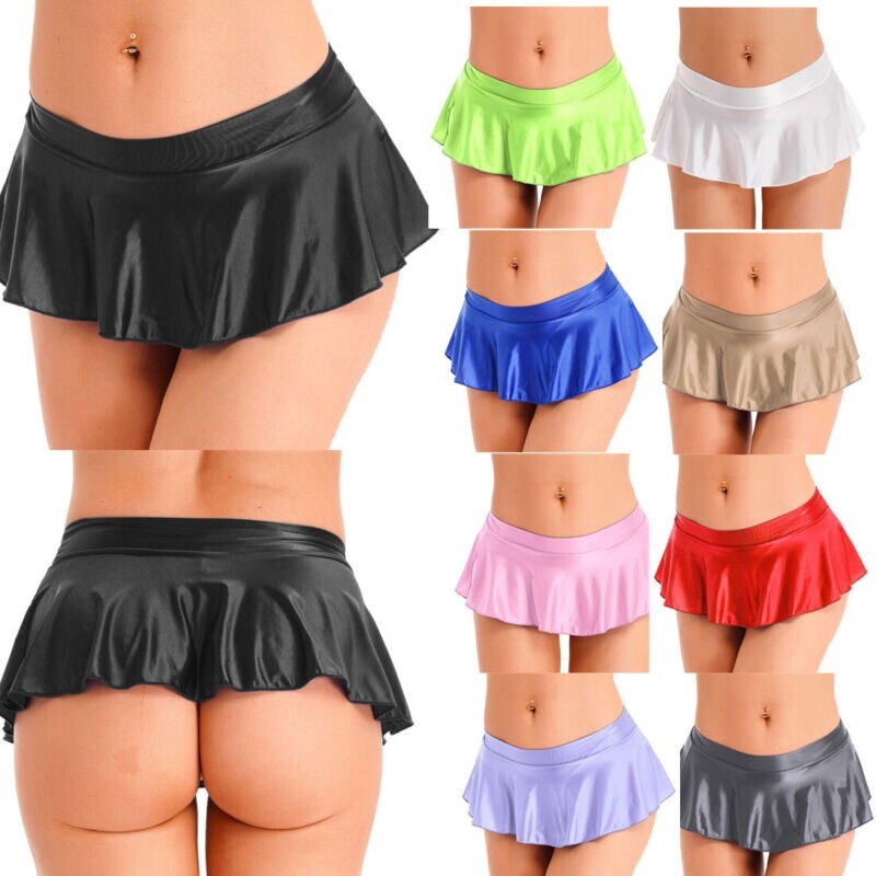US Womens Miniskirt Mini Nightwear Bottoms Underwear Low Rise Lingerie A-line