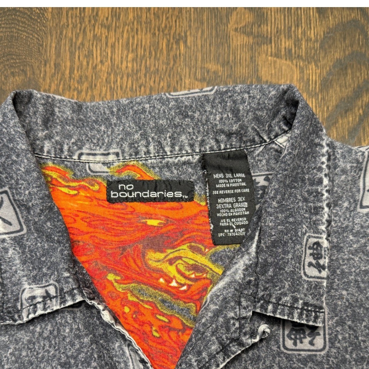 Vintage NO BOUNDARIES Flame Dragon Asian Oriental Graphic Shirt Tattoo 3XL 90s
