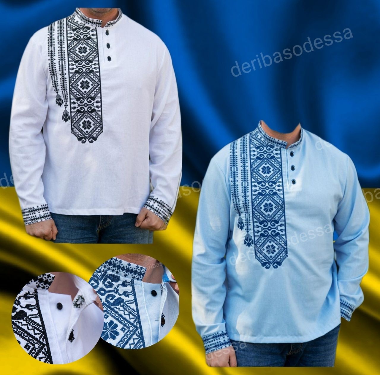 Ukrainian Embroidered Tradition shirt for men Sorochka Vyshyvanka S,M,L,XL-4XL