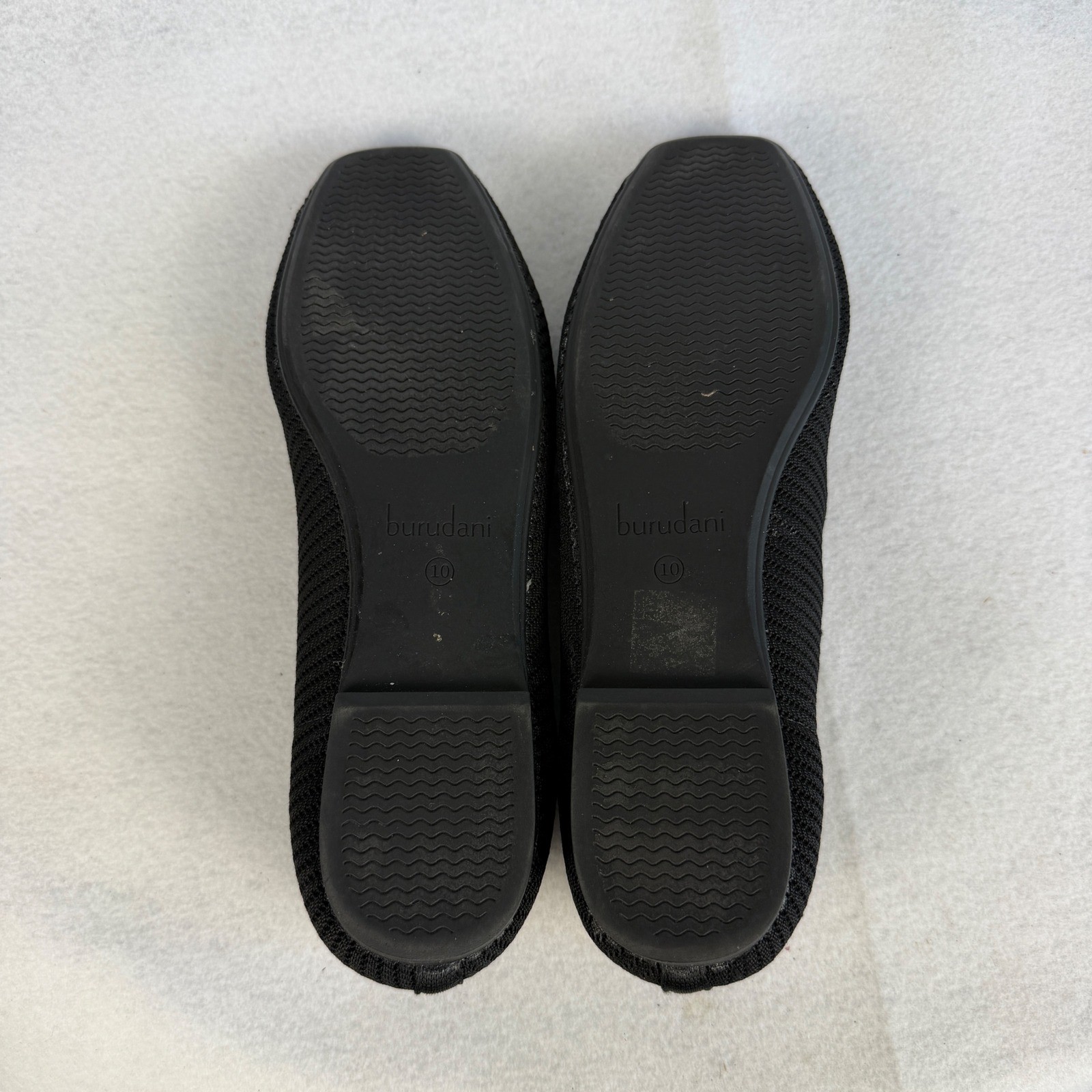 Burudani Black Knit Square Toe Ballet Flats Womens US 10 UK 8 Casual Office