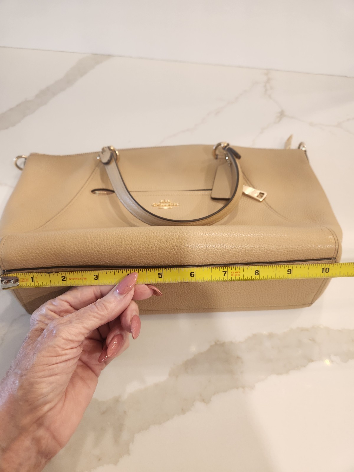 Coach Prairie Pebbled Leather Satchel Crossbody Women’s Handbag – Camel/Tan
