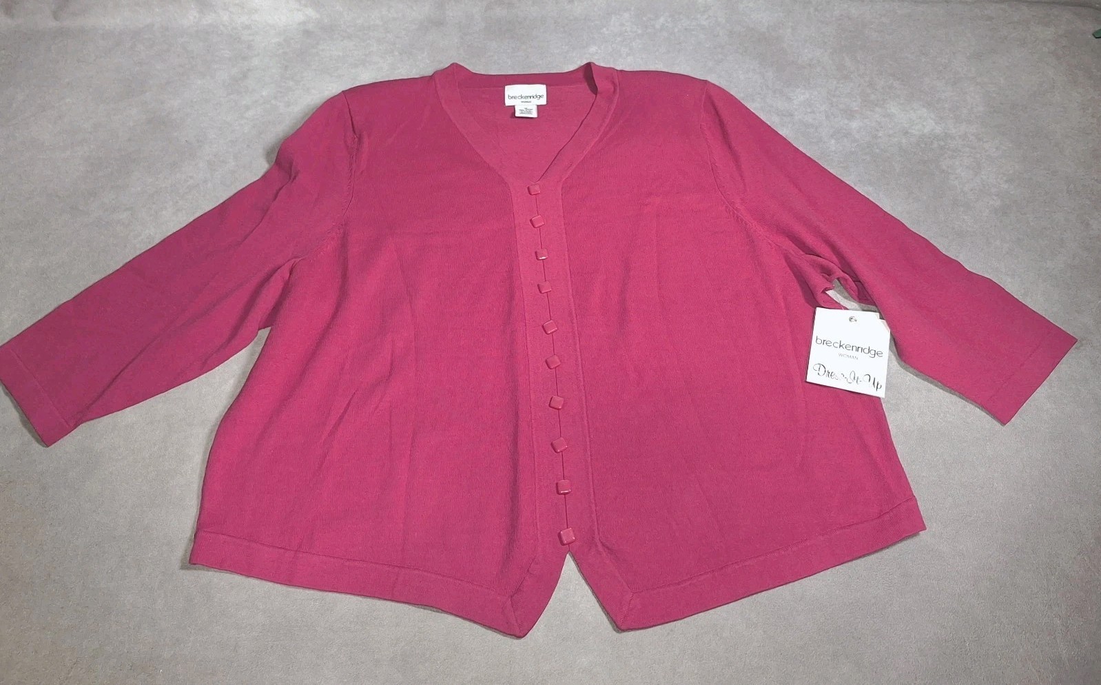 Breckenridge Womens 2x Pink Sweater Shoulder Pads Button Accent *Some Pilling*