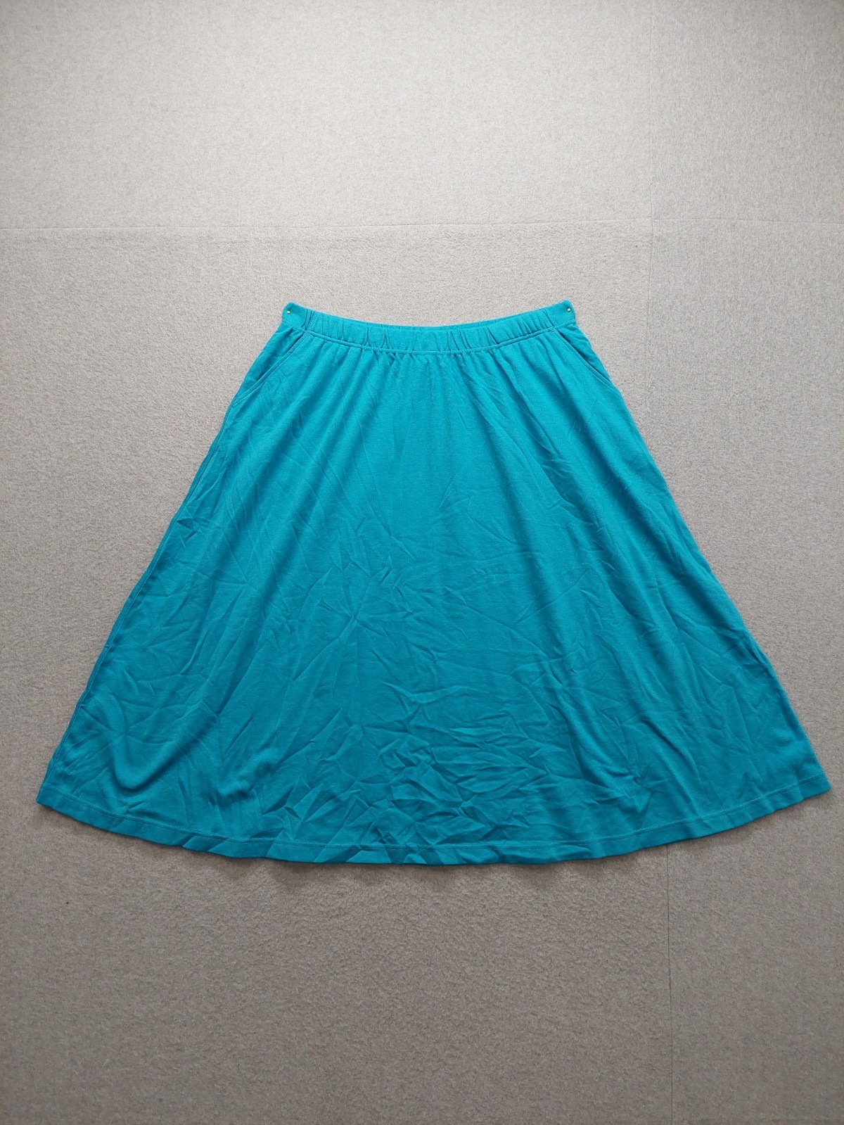 Woman Within Women Skirt L Teal Pull On Faux Wrap Tulip Hem Elastic Waistband