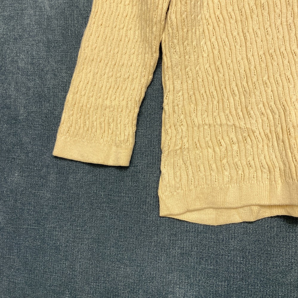 Jeanne Pierre Cardigan Sweater Womens PL Cream Cable Knitted Winter Button Front
